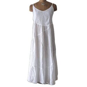 CP SHADES NWT White 100% Linen SANDRINE Dress~  LARGE